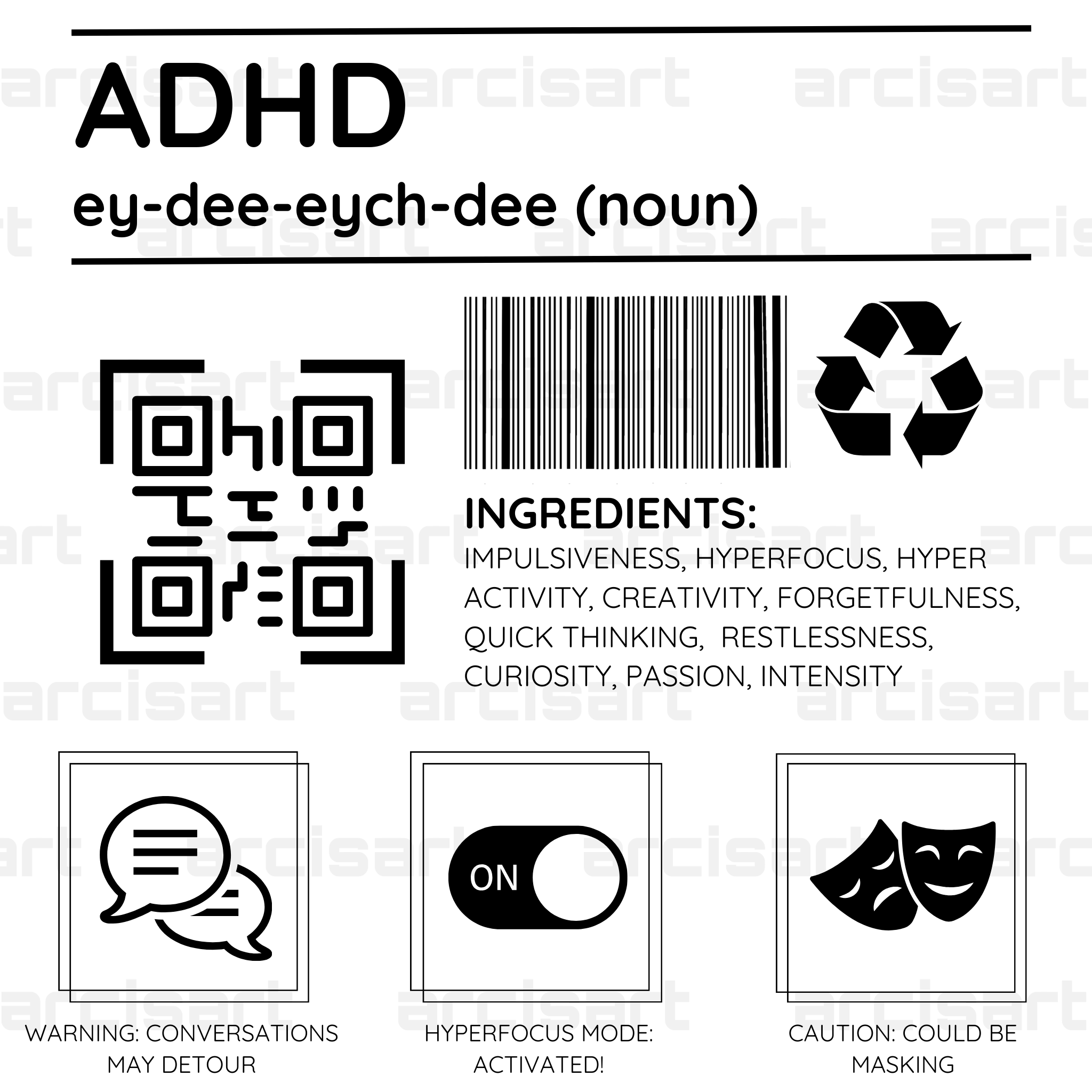 ADHD label design arcis art